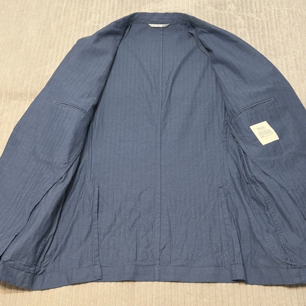 Rye 51 Blazer Men 40S Blue Miles Washed Jacket Preppy Sport Coat Unstructered
